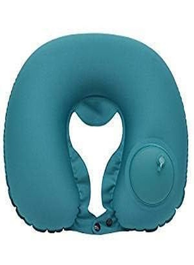 Portible Automatic Inflatable U-Shaped Cushion | Portable Push Type Neck Pillow for Outdoor & Travelling Backpack Air Car, Flight, Office Picnic Velvet Travel - Image 1